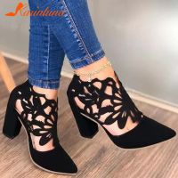 KARINLUNA Brand New Female 2021 Classic Retro Concise Sandals Pointed Toe Thick High Heels Women Sandals Summer Women Shoes