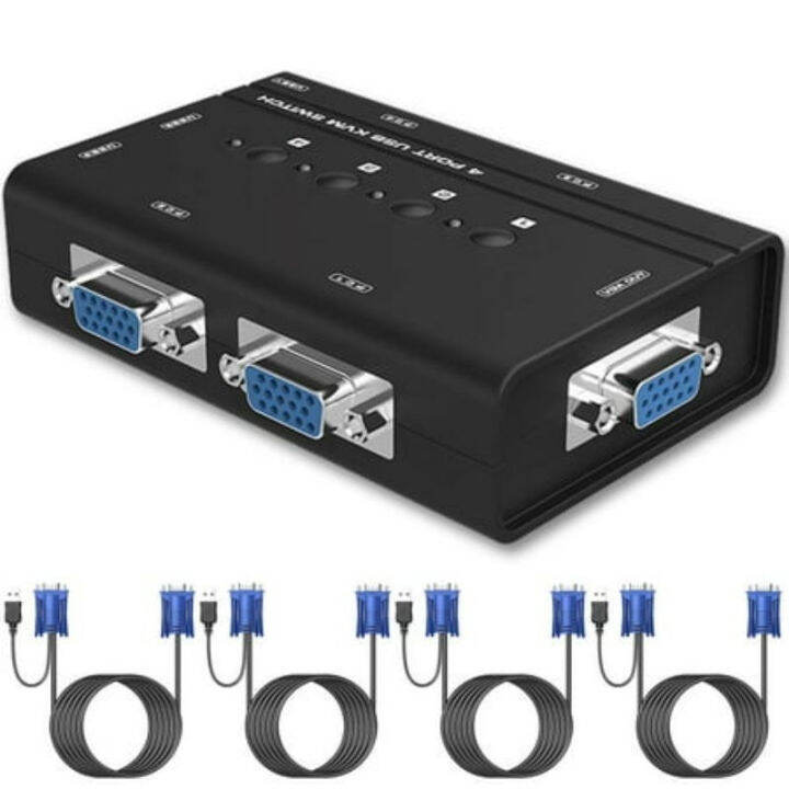 kvm-4-port-vga-kvm-switch-with-usb-hub-พร้อมสาย-4เส้น