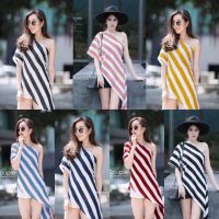 5368 เสื้อไหล่เดียว ลายริ้ว Striped one-shoulder shirt