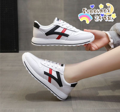 ADshopp รองเท้าผ้าใบ ใหม่ สไตล์เกาหลี รองเท้าผ้าใบสีขาว น้ำหนักเบา สวมใส่สบาย