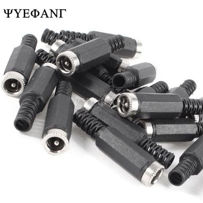5pcs 5.5x2.5mm DC Power Female Plug Soldering Connector Adapter Black  Wires Leads Adapters