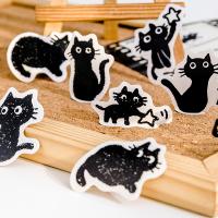 45 Pcs Black Cat Series Stickers Decoration Kawaii Cute Cats Stickers Self-adhesive Scrapbooking Stickers For Laptop Planners Stickers Labels