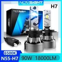 Novsight N55 H7 หลอดไฟหน้ารถ LED 90W 18000LM 6500K ซุปเปอร์ไบร์ท ไฟ LED สีขาวสำหรับไฟสูง/ไฟต่ำ/หมอกปลั๊กแอนด์เพลย์2 ชิ้น รับประกัน 1 ปี จัดส่งฟรี