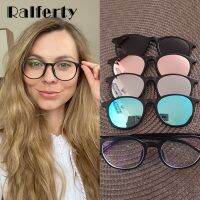 Ralferty แว่นสายตากันแดดสตรีแม่เหล็ก6 In 1,กรอบแว่นตาผู้ชาย UV400กลม TR90สีเหลือง3D A2245 Ocoo