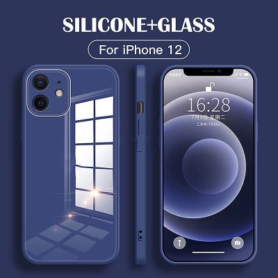 [สินค้าใหม่ในสต็อก] กระจกนิรภัยกรณีโทรศัพท์สำหรับ iPhone 14 13 12 11 Pro Max เดิมซิลิโคนเหลวนุ่ม F Unda สำหรับ iPhone X XR XS MAX 14บวกปก