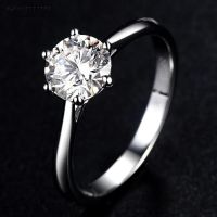 Luxury Six Prong Moissanite Ring For Women Pure 100% 925 Sterling Silver VVS1 Ring Jewelry Gift For Bride Wedding Party