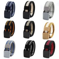 3.8cm 2022 New Woven Mens Belt Smooth Buckle Fashion Striped Outdoor Wear-resistant Canvas Belt Men Wholesale