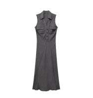 European and American style new summer womens design sense slim linen sleeveless dress 4043257 802