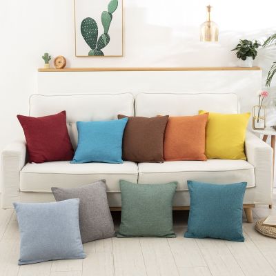 hot！【DT】∈  Color linen Cushion Cover Size Sofa Office Waist Back Pillowcase