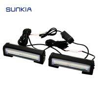 SUNKIA 2Pcs/Set 32W High Bright Car COB Warning Light Car Styling Emergency Strobe Light Bar Auto Flash White Light