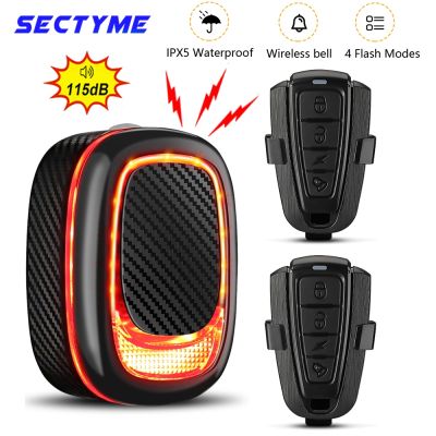 【LZ】◕✼  Sectyme Wireless Waterproof Bicycle Taillight Vibration Anti-theft Alarm USB Charge A5pro Smart Auto Brake Sensing Bike Light
