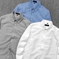 Great Welfare Knight Polo Oxford Textile Mens Slim Long Sleeve Shirt Gentlemans Business Commuting All-match Shirt Spring 【JYUE】