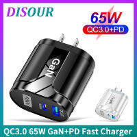 ยกเลิก Original 65W GaN ที่ชาร์จเร็ว Type-C PD + QC3.0 USB 5V/6.6A 9V/3A 12V/2.75A 20V/1.67A ชาร์จเร็วสำหรับ IOS Android สำหรับ Xiaomi Redmi iPhone Huawei สายชาร์จ Oppo Vivi Infinix