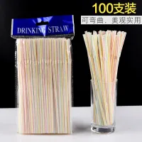 100 1500 Pcs Plastic Straws Drinking Disposable Multi colored Striped Bedable Straw For Bar Party Drink Cocktail Rietjes