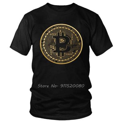 Gold Bitcoin T Shirt Men Cotton T-Shirts Cryptocurrency Crypto Currency Geek Tee Tops Novelty Tshirts Gift Harajuku Streetwear