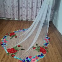 New original real scene embroidery veil color lace white bridal cathedral wedding accessories 2023 palace veil Hair Accessories