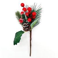 {Best-selling party decoration} ผลไม้ทับทิมสีแดง Pine Branch Plant Bouquet สำหรับพวงหรีดคริสต์มาส Berry ตกแต่งจำลอง22X16X11.5ซม. ดอกไม้ประดิษฐ์