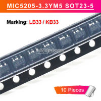 10Pcs MIC5205-3.3BM5 MIC5205-3.3YM5 SOT-23-5 MIC5205-3.3 MIC5205 3.3V SOT-23เครื่องหมาย LB33 KB33 L833 K833 SOT23-5 SMD 150mA Low-Noise LDO Regulator ใหม่เดิม