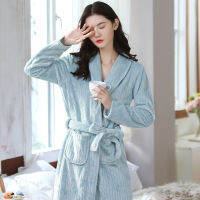 Womens Bathrobe 2021 Winter Thick Warm Dressing Gown Robes Female Kimono Sleepwear Robes Home Dress Flannel Pajamas Nightgowns