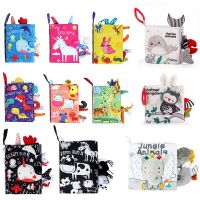 Montessori Sensory Cloth Book High Contrast Visual Excitement Newborn Toys Black and White Animal Early Learning Baby Books