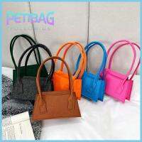 PETIBAG สี่เหลี่ยมสี่เหลี่ยม กระเป๋าผ้าสักหลาด รู้สึกเหมือนอยู่ เรโทร กระเป๋าถือแบบถือ แฟชั่นสำหรับผู้หญิง กระเป๋าสะพายไหล่แบบสั้น สำหรับผู้หญิง