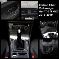 ✚❦ Carbon Fiber For Volkswagen Golf 7 GTI MK7 Accessories CD Air Conditioning Control Panel Gears Panel Steering Wheel Air Panel