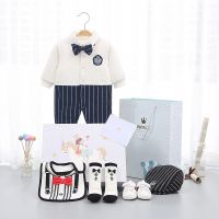 [COD] Newborn boy gift box clothes winter days romper male baby thickened full moon dress jumpsuit