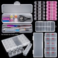 Double-layer Nails Art Organizer Box Storage Tool Rectangle Storage Box Pen Brush Polishing Nail Buffer Files Plastic Container