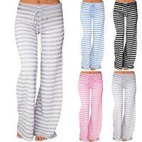 【CC】✽❡  2023 New Korean Ladies Leggings Fashion Striped Waist Elastic Loose Wide-leg Pants Dancing Quick-drying