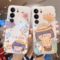 เคส VIVO V29 Pro V29E สำหรับ เคสสีฟ้าอ่อนไรน์สโตนป้องกันการการป้องกันการกระแทกซิลิโคนนิ่มลายดอกทานตะวันสำหรับ VIVO V29E V29 Pro ฝาหลัง