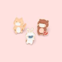 Cute Animal Enamel Pin Panda Bunny Rabbit Cat Bear Back View Brooches Kawaii Cartoon Lapel Pins Kids Children Gifts Wholesale