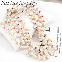 5Pcs Handmade Irregular Nature pearl beads Boho Necklace, white pearl colorful miyuki beads necklace, women girl jewelry