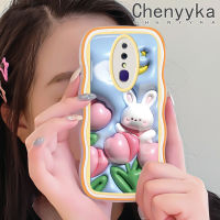 เคส Chenyyka สำหรับ OPPO F11 F11 Pro A9 A9X 3D ลายการ์ตูนกระต่ายพระจันทร์เสี้ยวขอบคลื่นนุ่มเคสมือถือกันกระแทกแบบใสสร้างสรรค์เคสโปร่งใสลายกล้องถ่ายรูปซิลิกาเจลฝาครอบป้องกัน