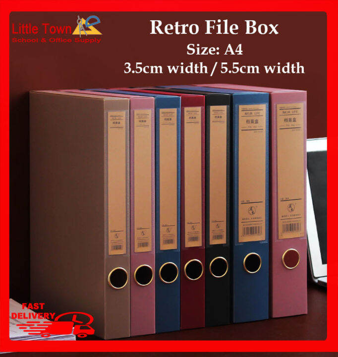 Retro File box multiple solid color 3.5cm & 5.5cm thickness A4 size