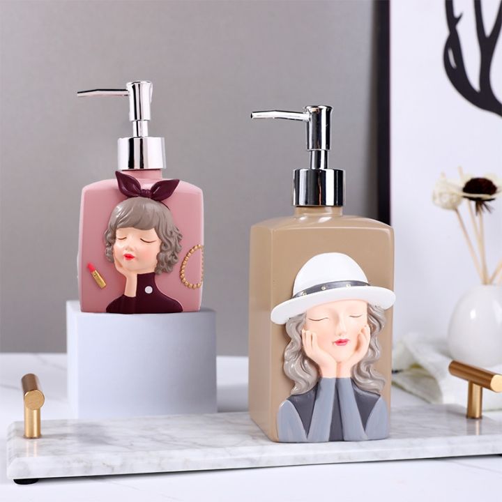 resin-bathroom-liquid-soap-dispenser-shampoo-lotion-bottle-abs-head-wedding-gift-present-pink-blue-brown-bath-hardware-330-480ml