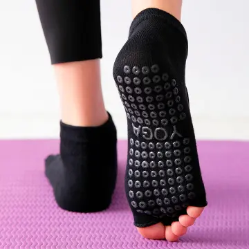 Yoga Toe Socks with Grips Pilates Women Toeless Cotton five-finger