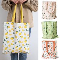 Cherry Print Double-sided Dual-use Cotton Linen Handbag Shopping Storage linen pocket Bag shopping bag storage bag grocery bag