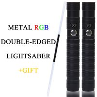 ☼ Double-edged Lightsaber RGB 7 Colors Change LED Laser Sword Two In One Switchable Saber Sound Full Metal Handle Cosplay Gift