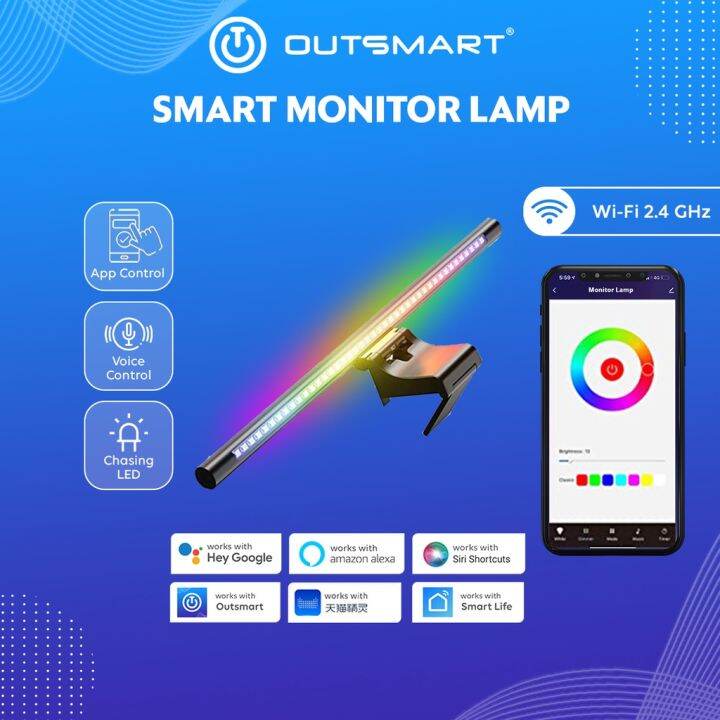 Outsmart Wifi Smart Monitor Lamp with RGBIC Backlight Dual Light LED ...