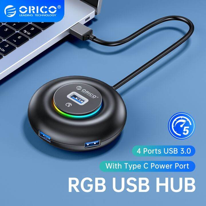 orico-rgb-พอร์ต-usb-4พอร์ต3-0ตัวแยก-usb-ที่พ้วง-usb-ที่มีอะแดปเตอร์-otg-ชนิด-c-ที่บางเฉียบสำหรับพีซี-macbook-pro-lenovo-feona