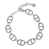 [COD] 0019 Korean version of ins niche design minimalist all-match retro old pig nose chain texture silver bracelet for women