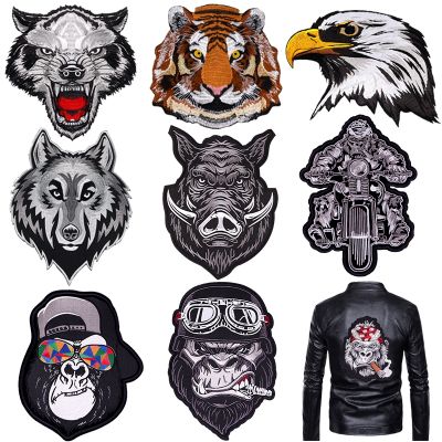 ✑▦ Punk Animal Patch Large Embroidery Patch Iron On Patches For Clothing Thermoadhesive Patches For Jackets Sewing Motorcycle Patch