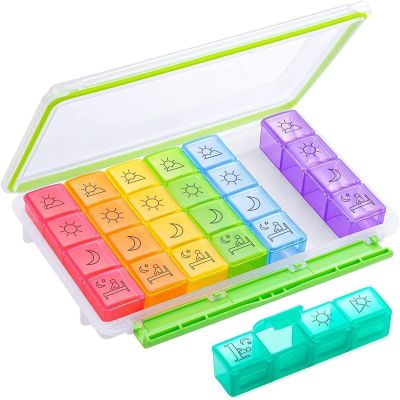 【CW】 Weekly Pill Organizer 4 a Day 7 with Large ContainersLight-Proof for Vitamins