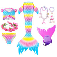 2022 Kids Girls Mermaid Tail Swimsuit Child Costume Cosplay Halloween the Little Mermaid Swimming Clothes Monofin Bathing Suit