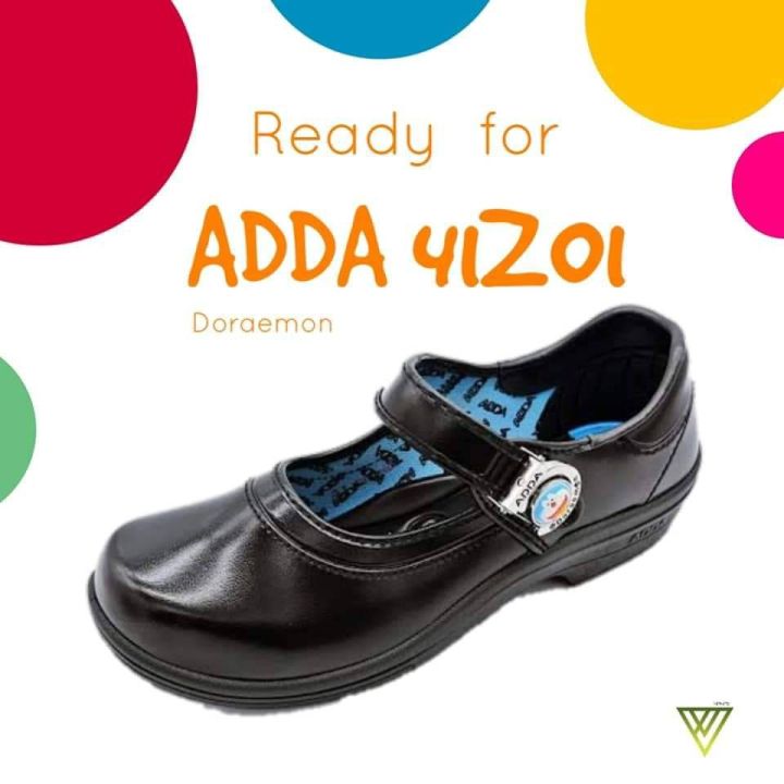 adda-รองเท้านักเรียน-รองเท้าหนังดำเด็กผู้หญิง-doraemonkตัวใหม่ล่าสุด-รุ่น41z01