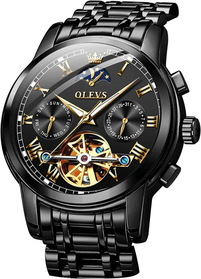 OLEVS Mens Automatic Watches Skeleton Tourbillon Mechanical Self