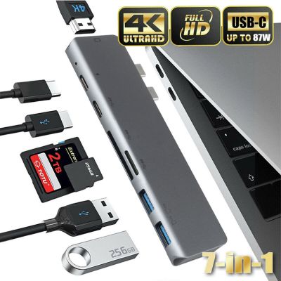 USB C Hub Thunderbolt 3 Dual Type-C PD 100W Multiport Dock With HDMI 4K Adapter TF SD Card Reader Adapter for MacBook Pro/Air M1 USB Hubs