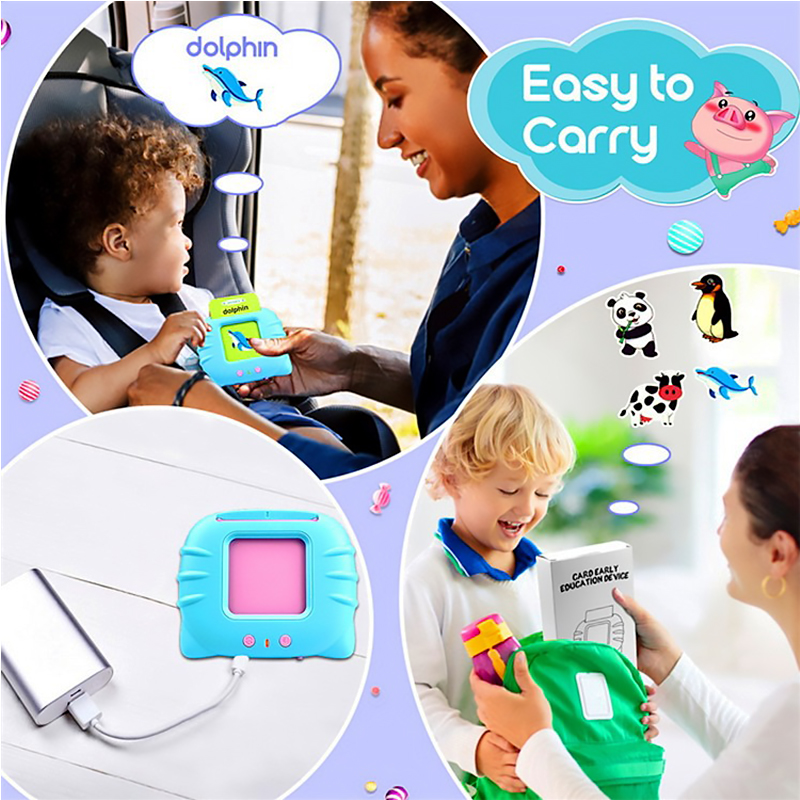 Early Learning Flash Cards Reader Machine 224pcs Cards Early Education Device Kids Preschool Learning Card Toy Talking Toys Musical with Sound Effect