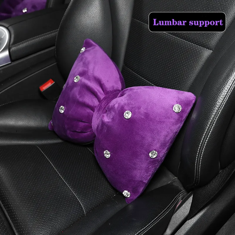 Purple Car Accessories Interior Woman Headrest Pillow Set Cute