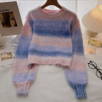 OCEANLOVE Tie Dye Rainbow Pull Femme Sweet Autumn Winter Kawaii Retro Jersey Mujer Korean Print Loose Women Sweaters